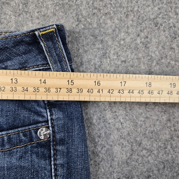True Religion Jeans Womens 27 Fits 30x33 Blue Denim Straight Leg Flap Pocket Y2k - Picture 11 of 14